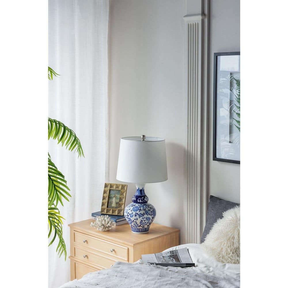 Chimer 27.6 in. Blue Transitional Ceramic Vase Bedside Table Lamp for Living Room with White Shade price history on PriceWatchPro