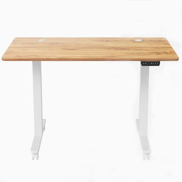 Silverpark 48 in. Retangular Brown & White Manufactured Wood & Steel Computer Desk with Adjustable Height