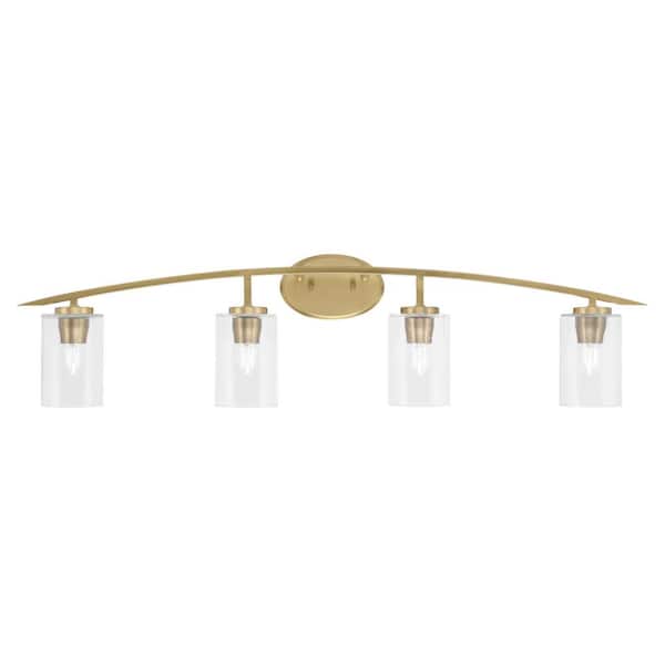 Unbranded Siena 40 in. 4-Light Vanity Light New Age Brass with Clear Bubble Glass Shades