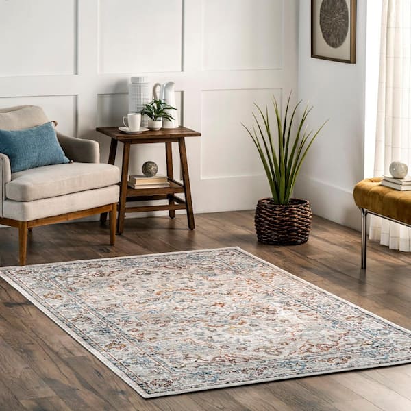 Cady Machine Washable Transitional Beige 6 ft. 7 in. x 9 ft. Area Rug