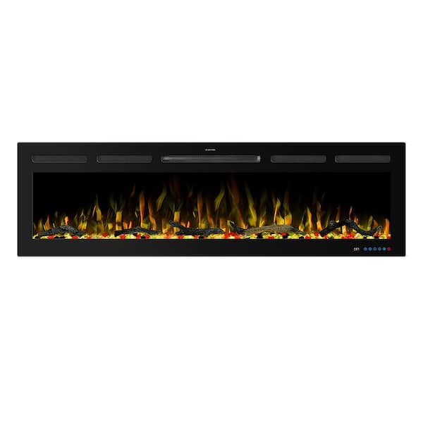 60 in. Wall Mount Infrared Quartz Electric Fireplace with Remote Control in Black