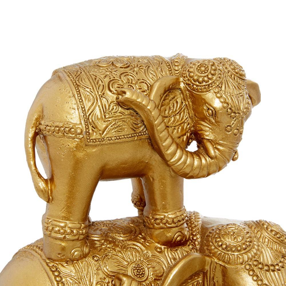 Elegant Gold Resin Elephant Sculpture 23" x 10" x 15"