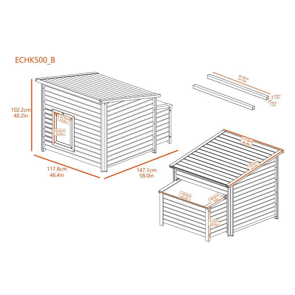 Jumbo Tan Eco-Friendly Chicken Barn with Nesting Box