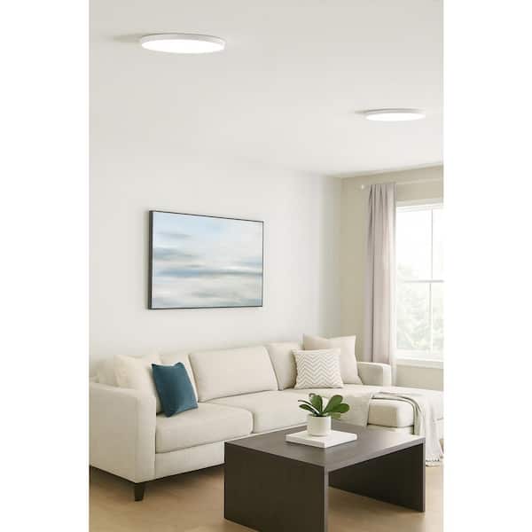 Brim White Outdoor Flush Mount Ceiling Light 1-Light 14 in. Integrated LED