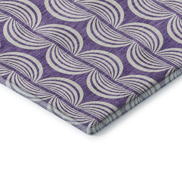 Mayfield Premium Machine Washable Abstract AMF1055 Purple 10 ft. x 14 ft. Area Rug
