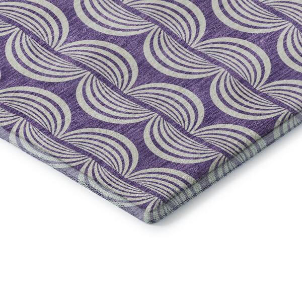 Mayfield Premium Machine Washable Abstract AMF1055 Purple 3 ft. x 4 ft. Area Rug