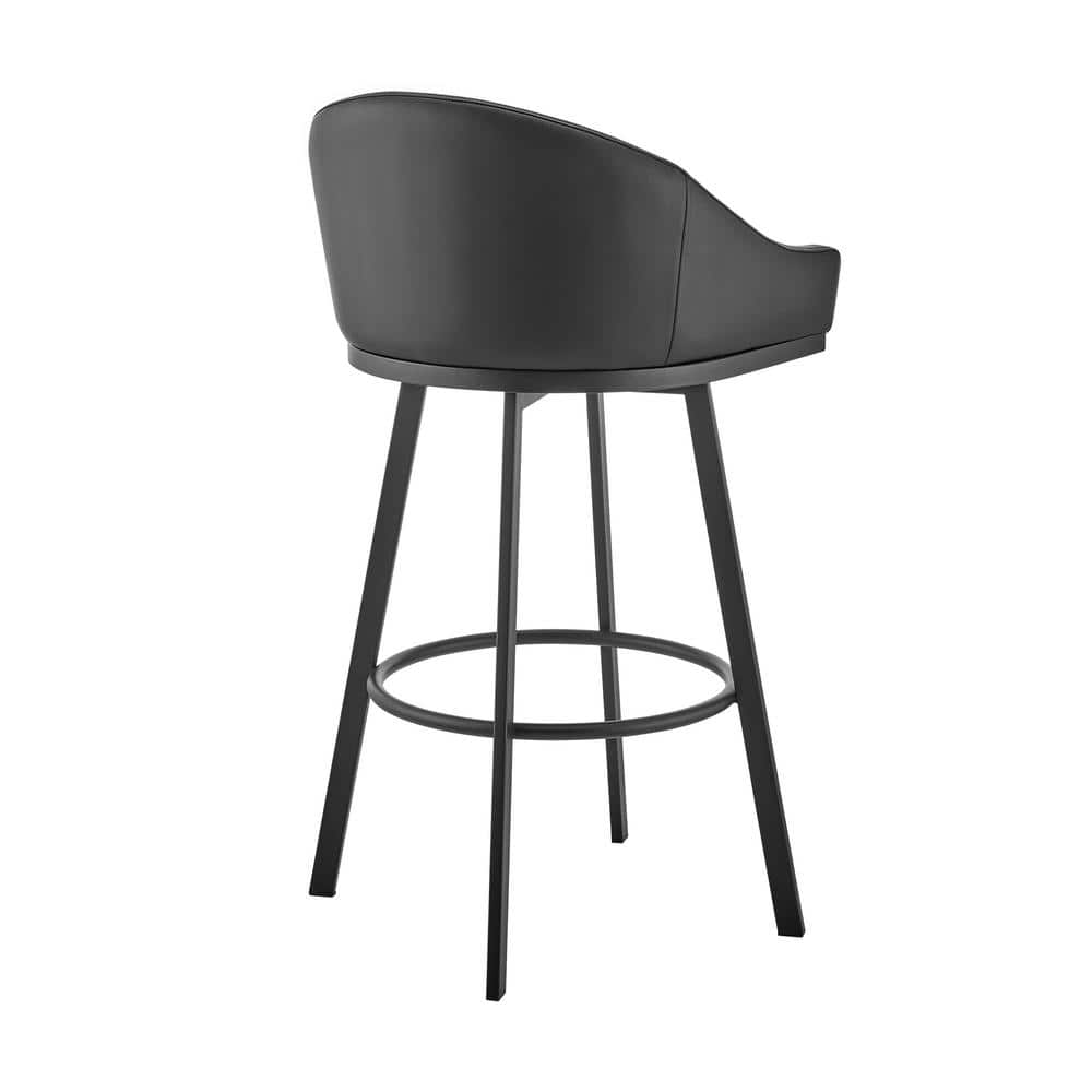 Noran Black Faux Leather Adjustable Swivel Counter Stool