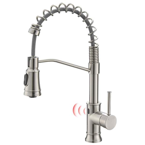 Maincraft Single Handle Pull Down Sprayer Kitchen Faucet with Touchless Sensor in Brushed Nickel