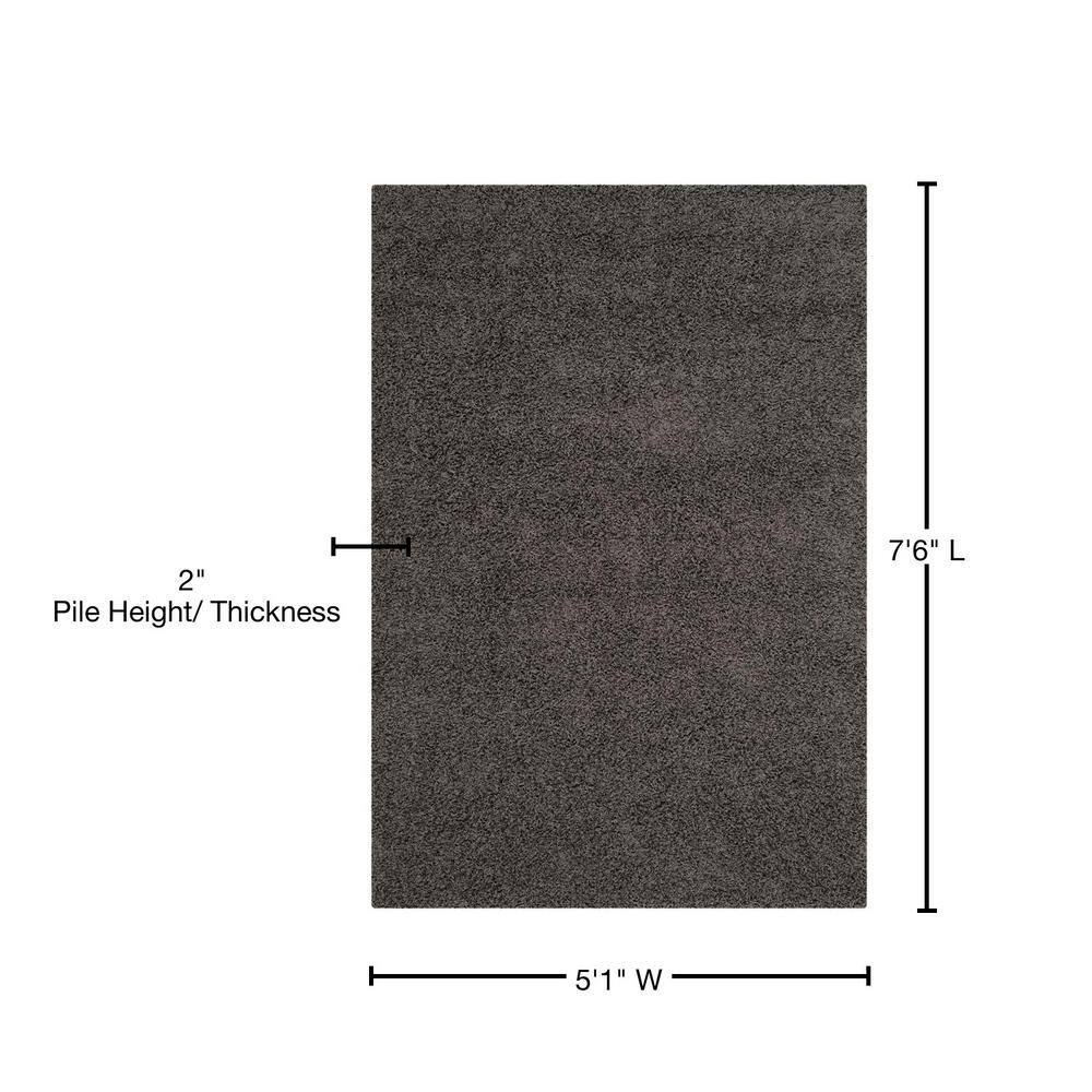 Athens Dark Gray Synthetic Shag Area Rug 5'1" x 7'6"