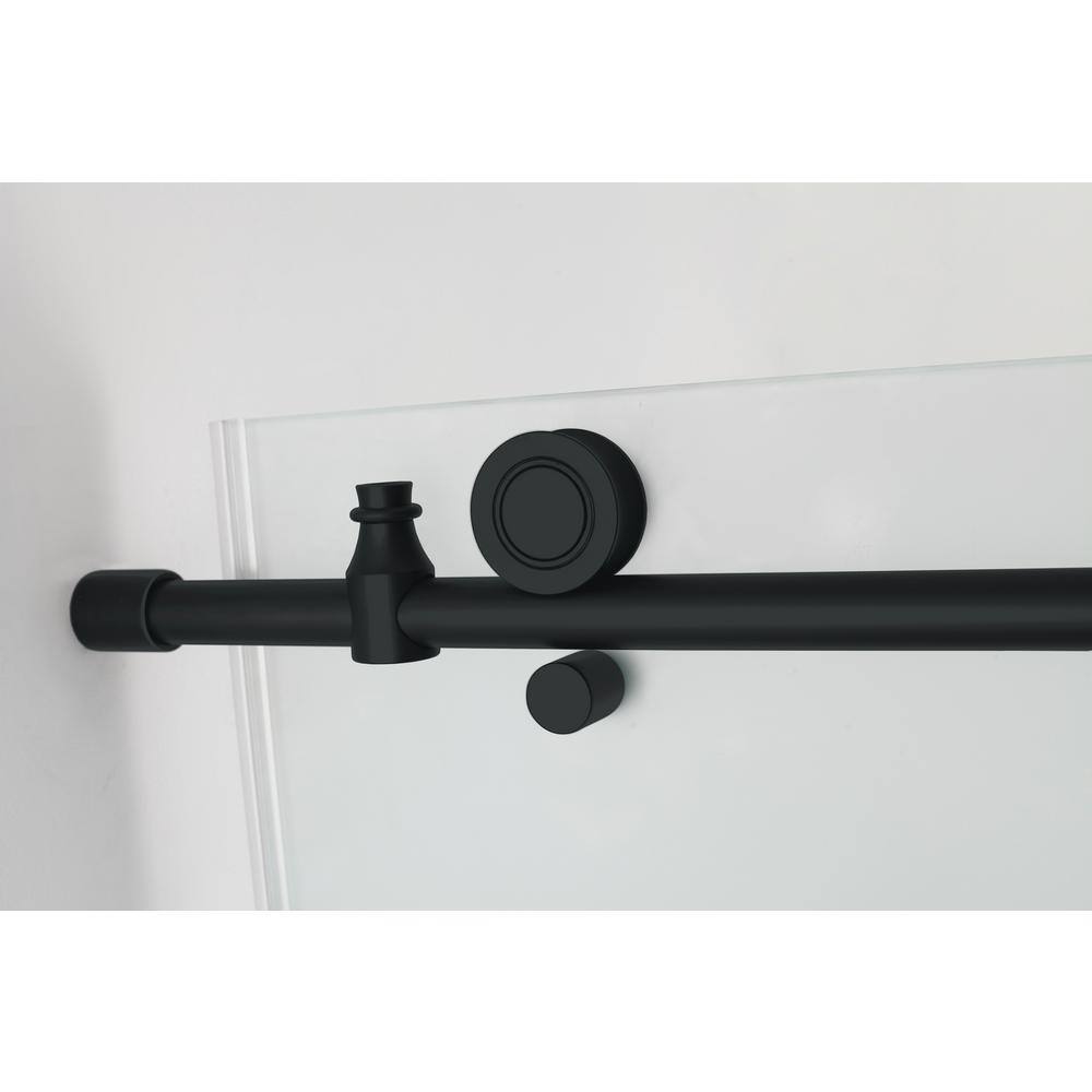 Coraline XL Matte Black Frameless Sliding Shower Enclosure with Frosted Glass