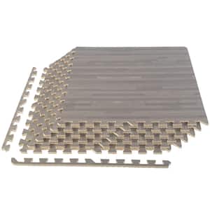 Gray Woodgrain 24 in. W x 24 in. L x 0.375 in H - Gym Interlocking Foam Floor Tiles (6 Tiles per Pack) (24 sq. ft.)