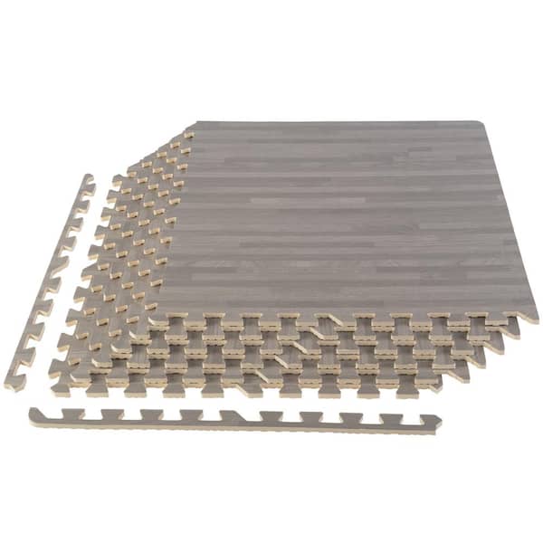 Stalwart Gray Woodgrain 24 in. W x 24 in. L x 0.375 in H - Gym Interlocking Foam Floor Tiles (6 Tiles per Pack) (24 sq. ft.)