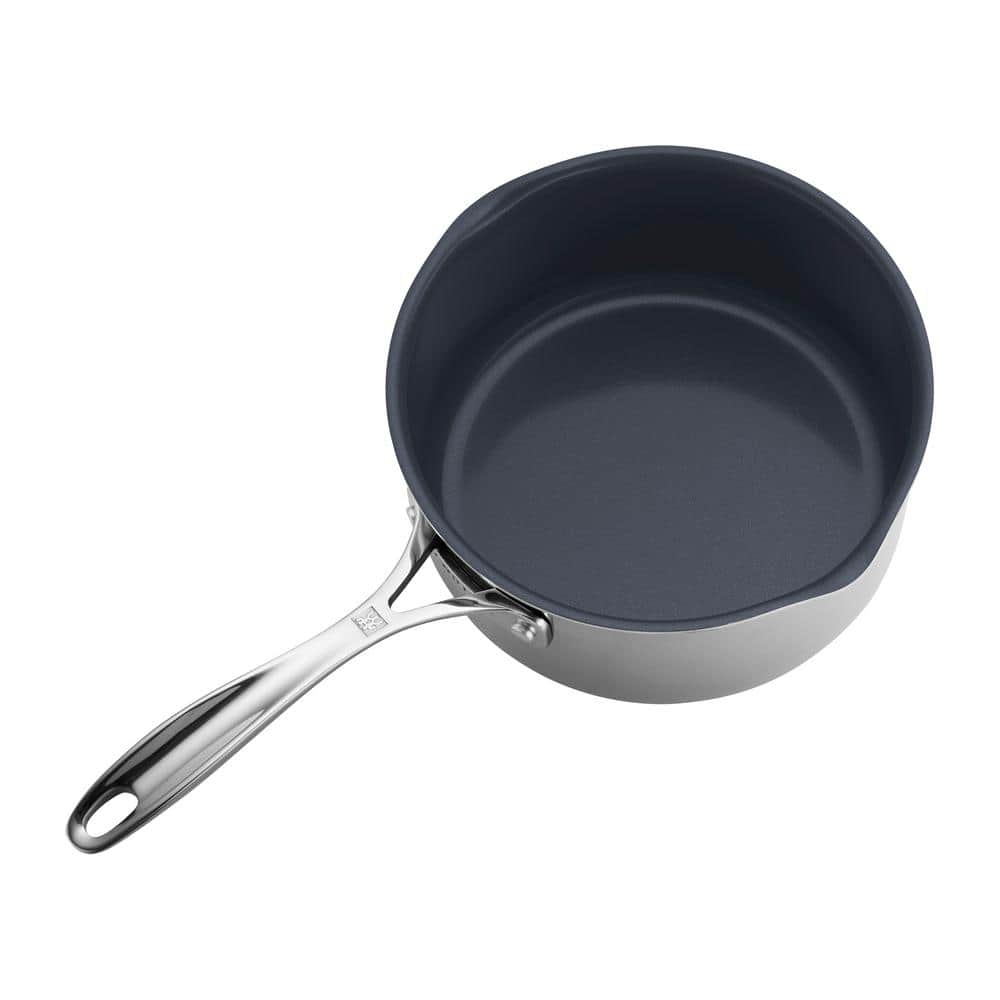 3-Quart Silver Stainless Steel Nonstick Saucepan with Glass Lid