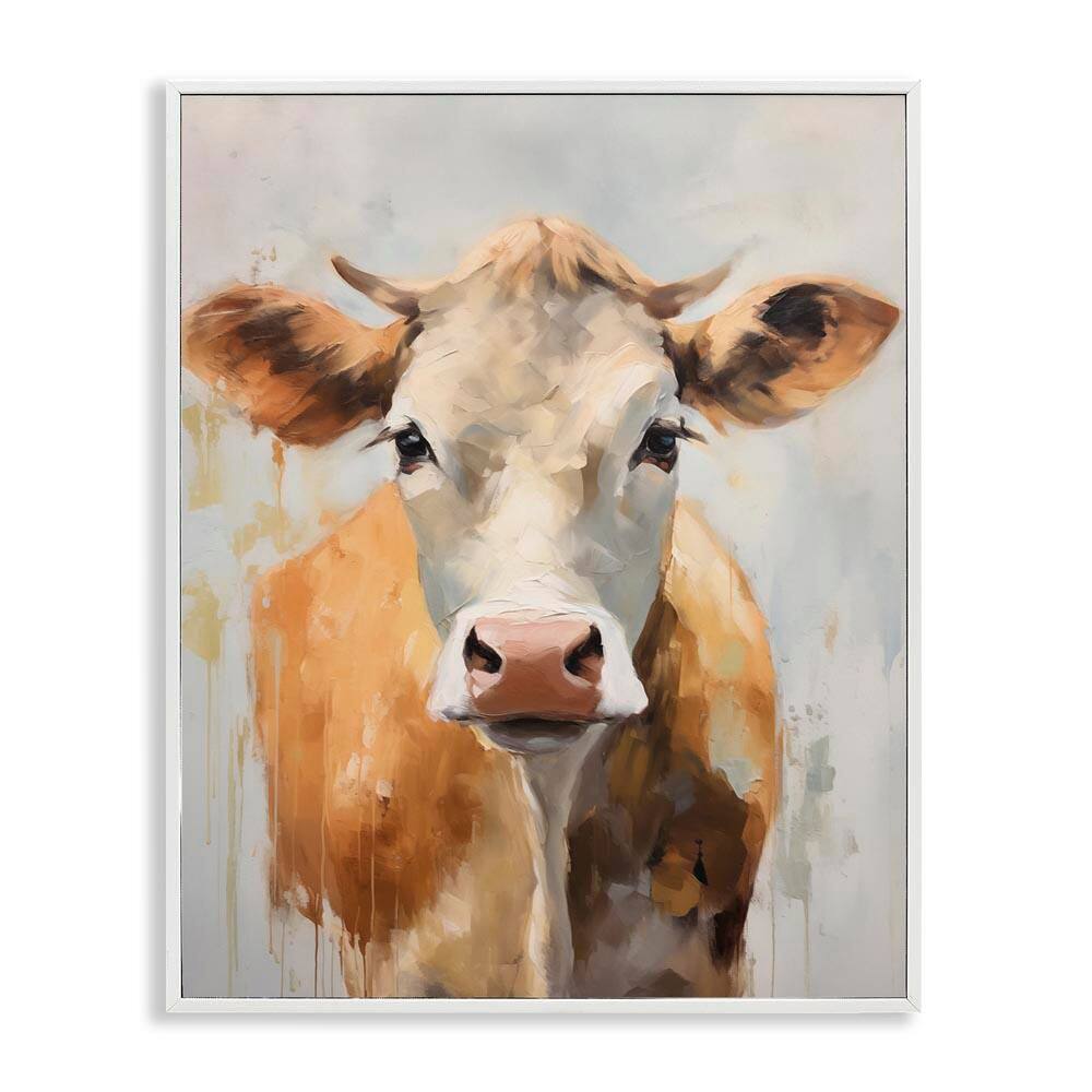 Paint Drip Jersey Cow by Arlington Prints White Framed Animal Giclee Art Print 30 in. x 24 in. price history on PriceWatchPro