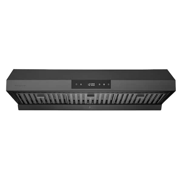 HAUSLANE 36 in. Ducted Under Cabinet Range Hood with 3-Way Venting Changeable LED Powerful Suction in Black Stainless Steel