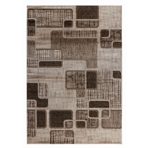 Sakarya Collection Brown Beige 7 ft. x 10 ft. Geometric Modern Abstract Indoor Area Rug
