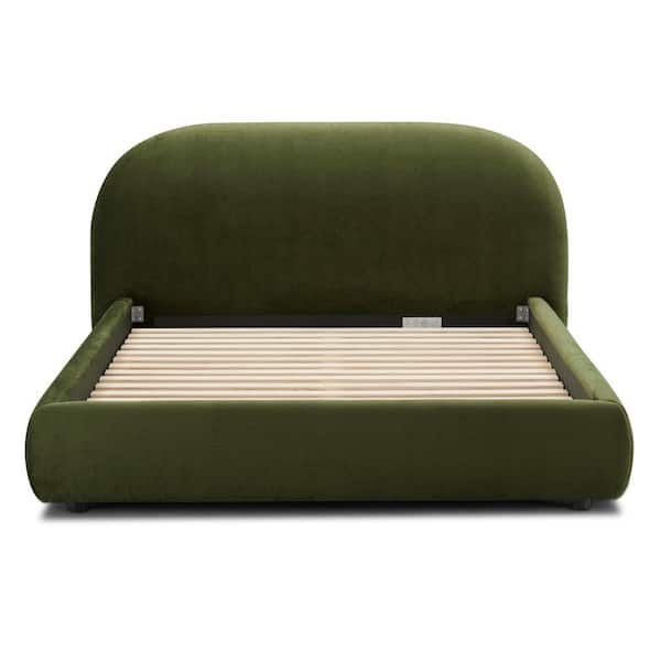 Poly and Bark Genoa Distressed Green Velvet Wood Frame Queen