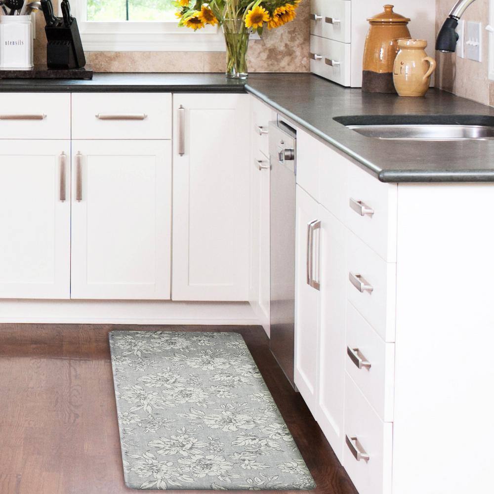 Gray 48" PVC Anti-Fatigue Kitchen Mat