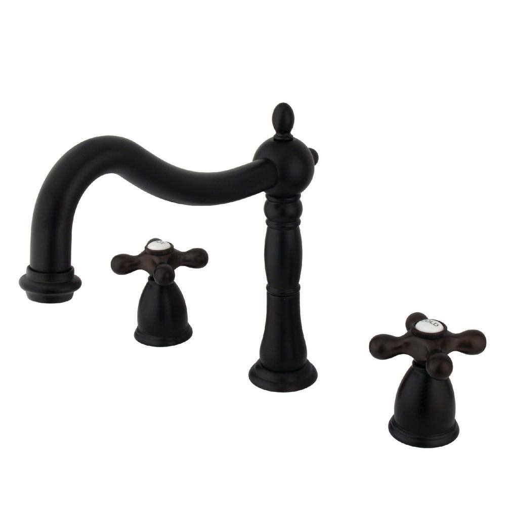 Oil Rubbed Bronze Double Handle Roman Tub Faucet