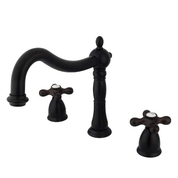 Kingston Brass Heritage 2-Handle Deck-Mount Roman Tub Faucet in Oil Rubbed Bronze (Valve Included)
