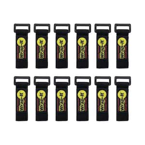 6 in. Elastic Hook and Loop Cinch Strap for Cords, Rope, Tools and More Super Stretch Storage Strap in Black (12-Pack)