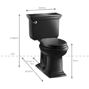 Memoirs 12 in. Rough In 2-Piece 1.28 GPF Single Flush Elongated Toilet in Black Black Seat Not Included