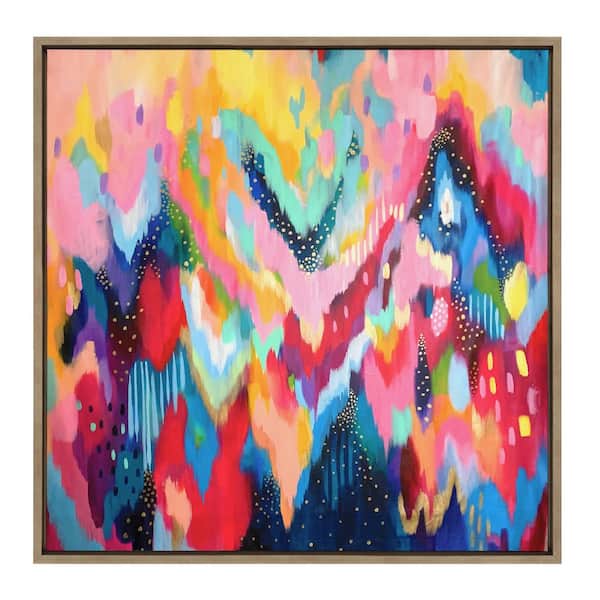 Kate and Laurel EV Brushstroke 100 by Ettavee Framed Abstract Canvas Wall Art Print 30.00 in. x 30.00 in.