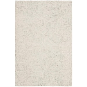 Abstract Ivory/Light Blue Doormat 2 ft. x 4 ft. Diamond Geometric Area Rug