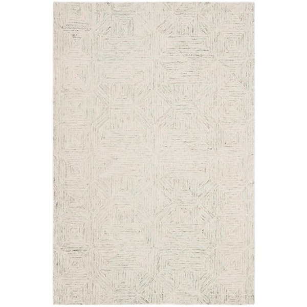 SAFAVIEH Abstract Ivory/Light Blue Doormat 2 ft. x 4 ft. Diamond Geometric Area Rug