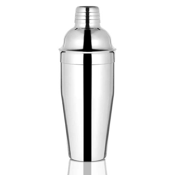 24 oz Stainless Steel Cocktail Shaker with Built-In Strainer and 1 oz Jigger Cap
