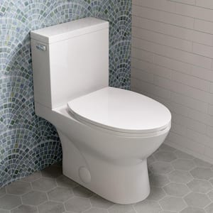 Cache 2-piece 1.28 GPF Single Flush Elongated Toilet in Glossy White, Seat Included
