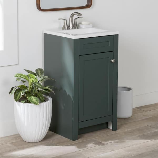 Domani Lilley 18 in. W x 17 in. D x 33 in. H Single Sink  Bath Vanity in Viridian Green with White Cultured Marble Top