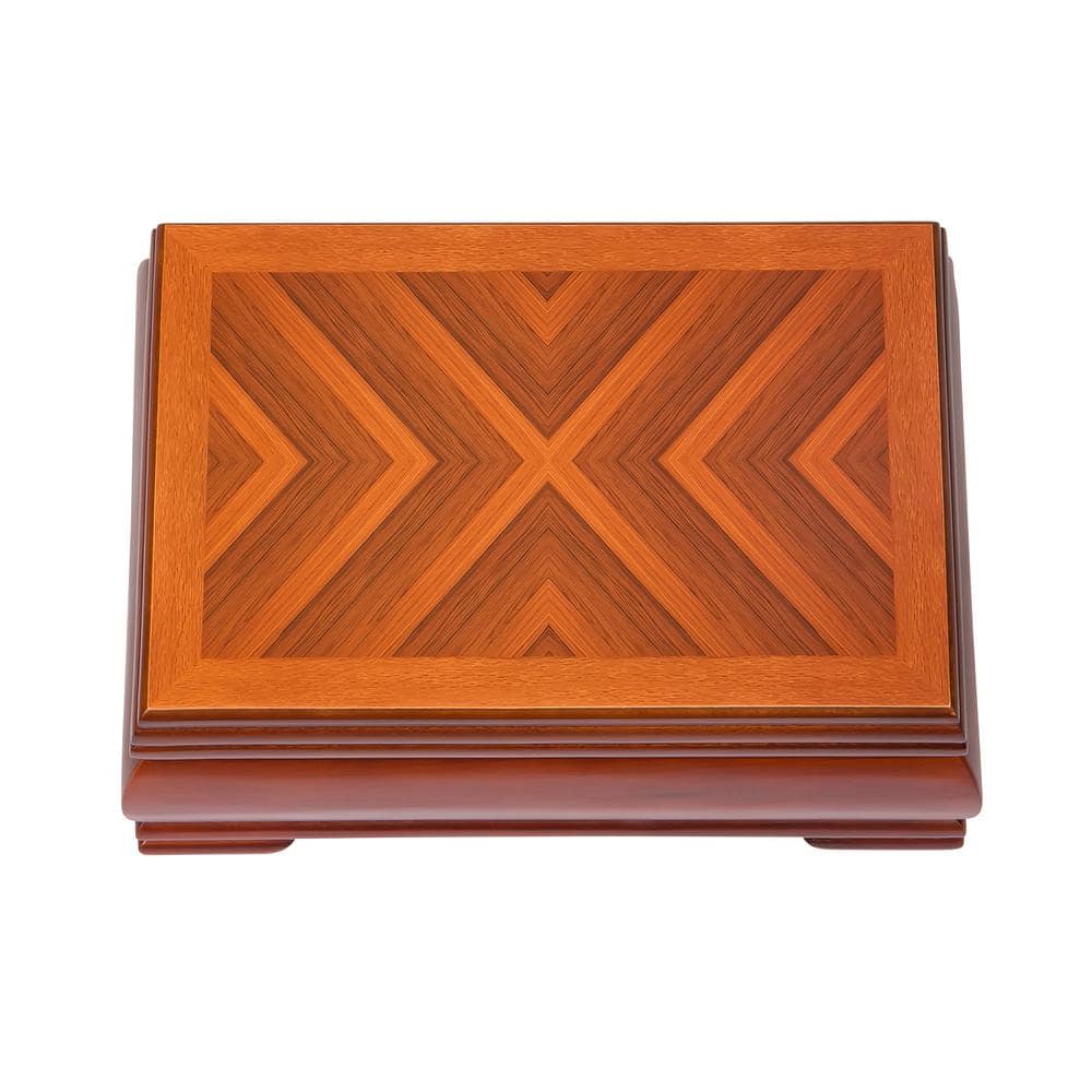 Walnut Lacquered Wooden Jewelry Box with Suede Interior