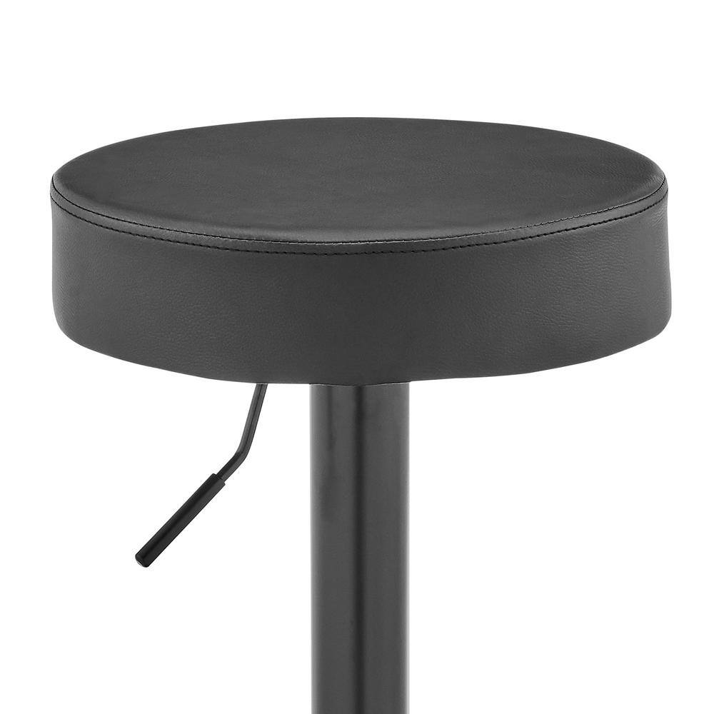 Gray Faux Leather Adjustable Swivel Bar Stool with Wood Legs