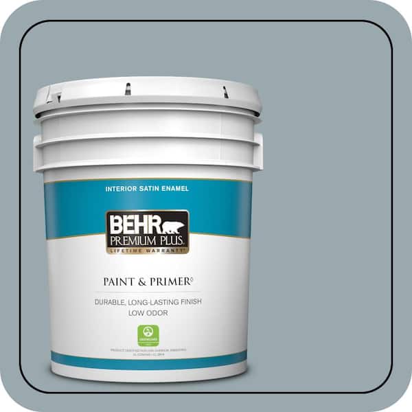 BEHR PREMIUM PLUS 5 gal. #N470-4 NorWester Satin Enamel Low Odor Interior Paint & Primer