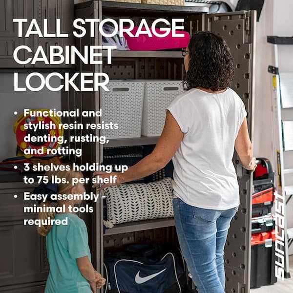 Suncast Plastic Freestanding Garage Cabinet in Platinum (40 in. W