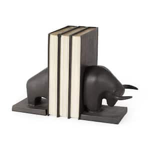 5 .7 5 in. Black Cast Aluminum Raging Bull Bookends