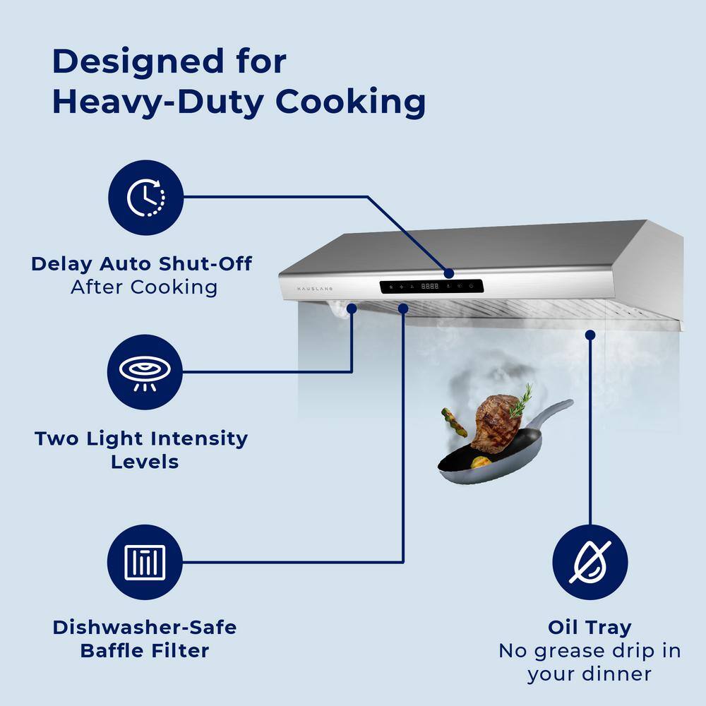 Hauslane 30" Stainless Steel Under Cabinet Range Hood with Baffle Filter