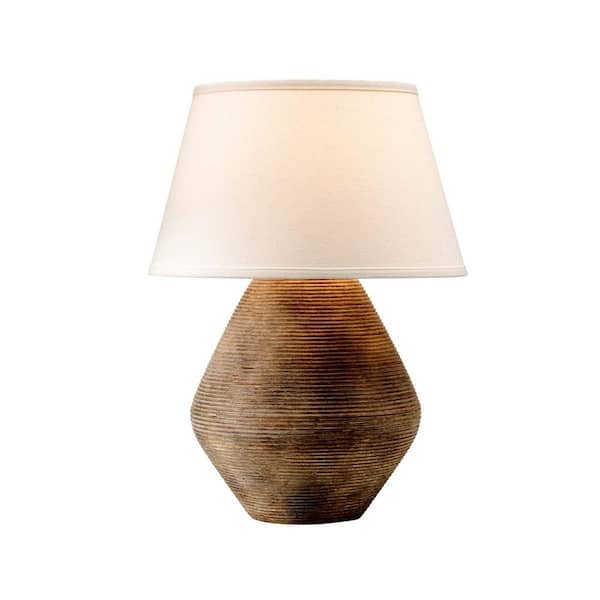 Troy Lighting Calabria 22 in. Rustco Table Lamp with Off-White Linen Shade