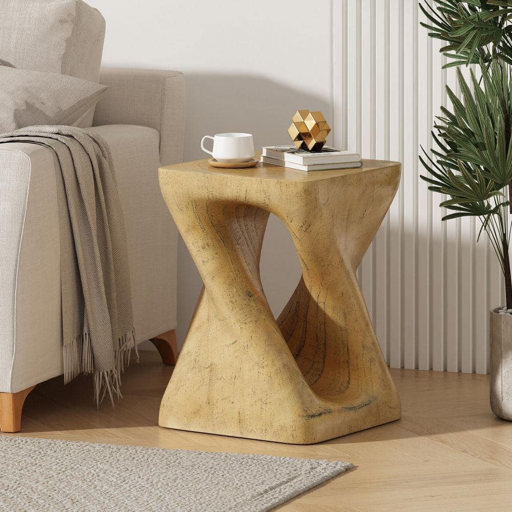 ストーンエンドテーブルS-IV FPB302 Artistic Design Natural MGO Twist Shape Side Table with Wood-like