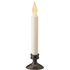 9 in. Aged Bronze Amber LED Window Candle with Ivory Stick and Base (2-Pack)