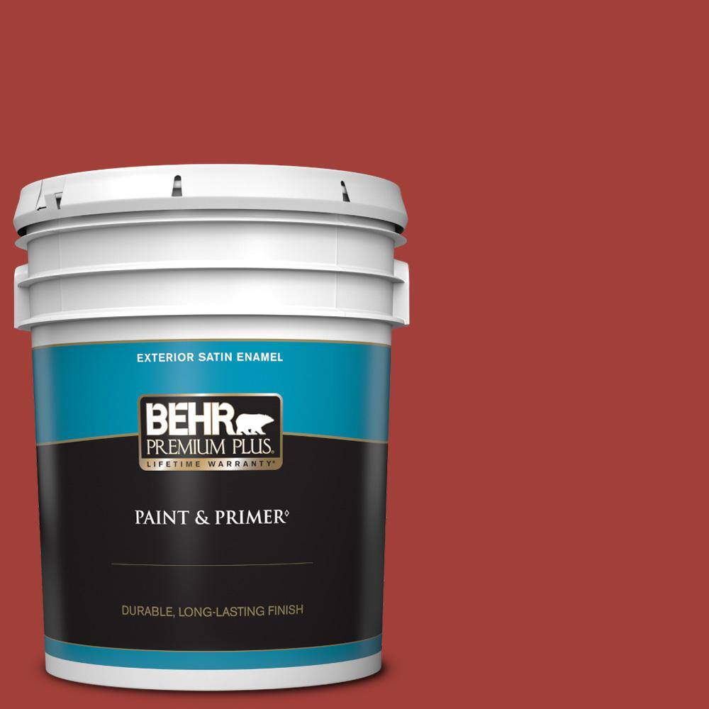 BEHR PREMIUM PLUS 5 gal. PPU216 Fire Cracker Satin Enamel Exterior