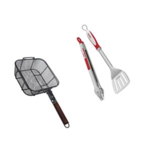 Revelry Stainless Steel BBQ Grill Tool Set with Grilling Basket Kit