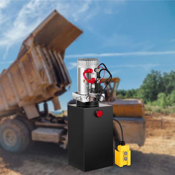 10 qt. Hydraulic Power Unit Single Acting Hydraulic Pump, 12-Volt DC Hydraulic Pump Connector for Dump Trailer Lifting