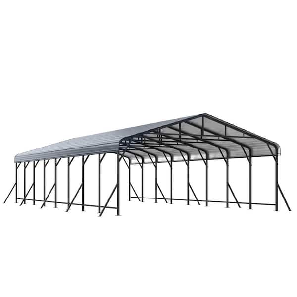 20 ft. W x 40 ft. D x 9.5 ft. H Black Roof Galvanized Steel Carport