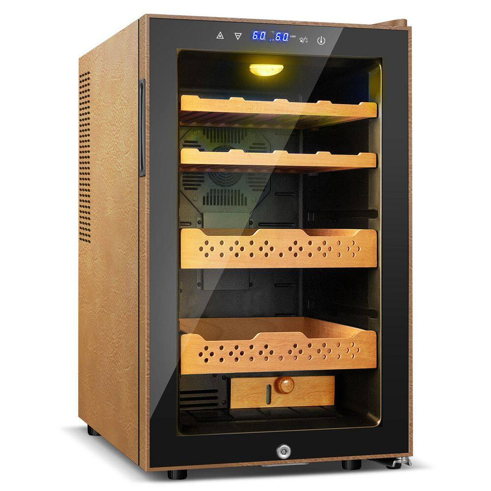 17.71 in. Single Zone Electric Cigar Humidor 70L Storage 400 Counts with Lock Humidity and Temperature Control in Brown price history on PriceWatchPro