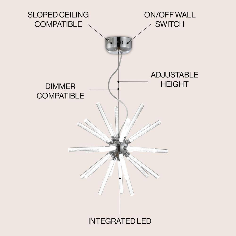 Soyuz 19.5" Chrome Starburst Adjustable LED Pendant Light