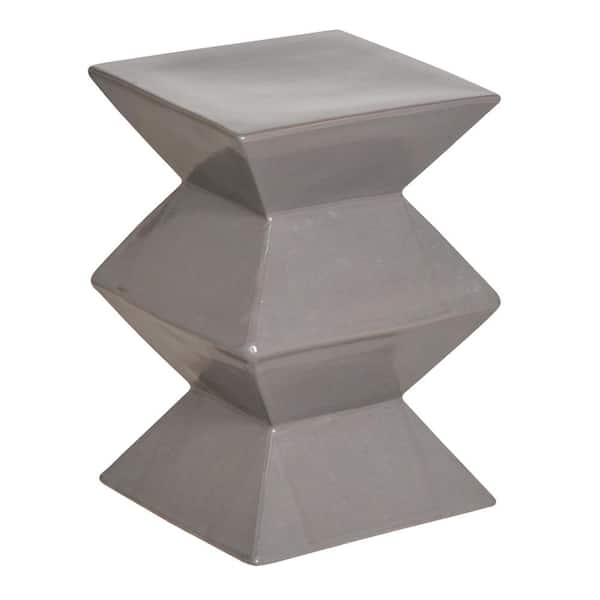 Emissary Zigzag 18 in. H Gray Square Ceramic Garden Stool