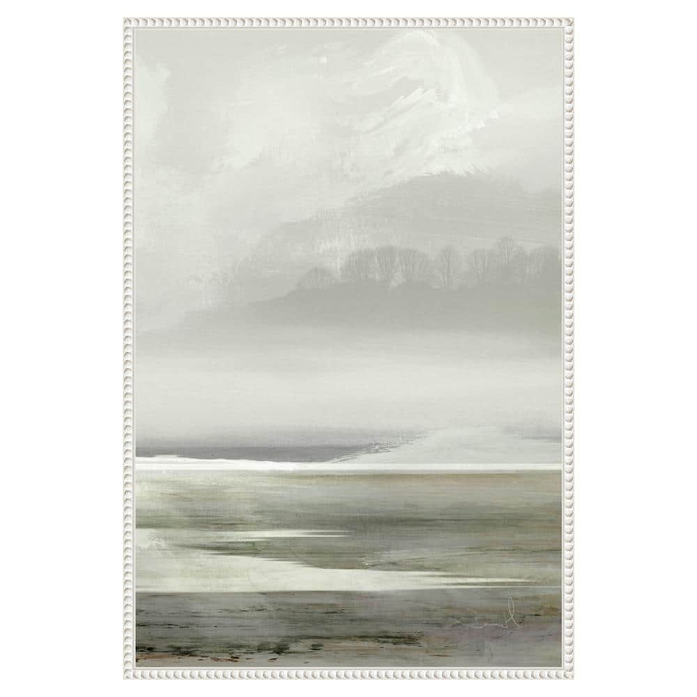 Beaded White Framed Abstract Nature Canvas Wall Art 23 x 33-in.