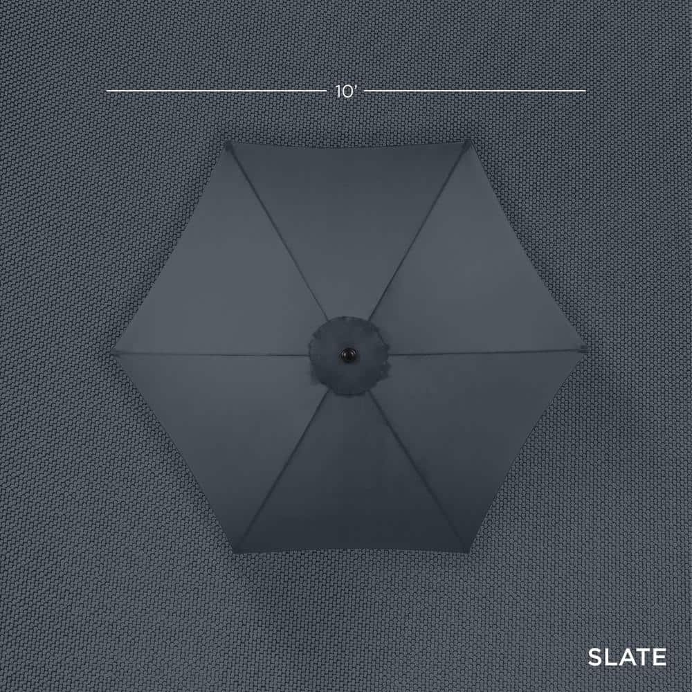 Slate 10ft Outdoor Steel Market Patio Umbrella with Crank and Tilt